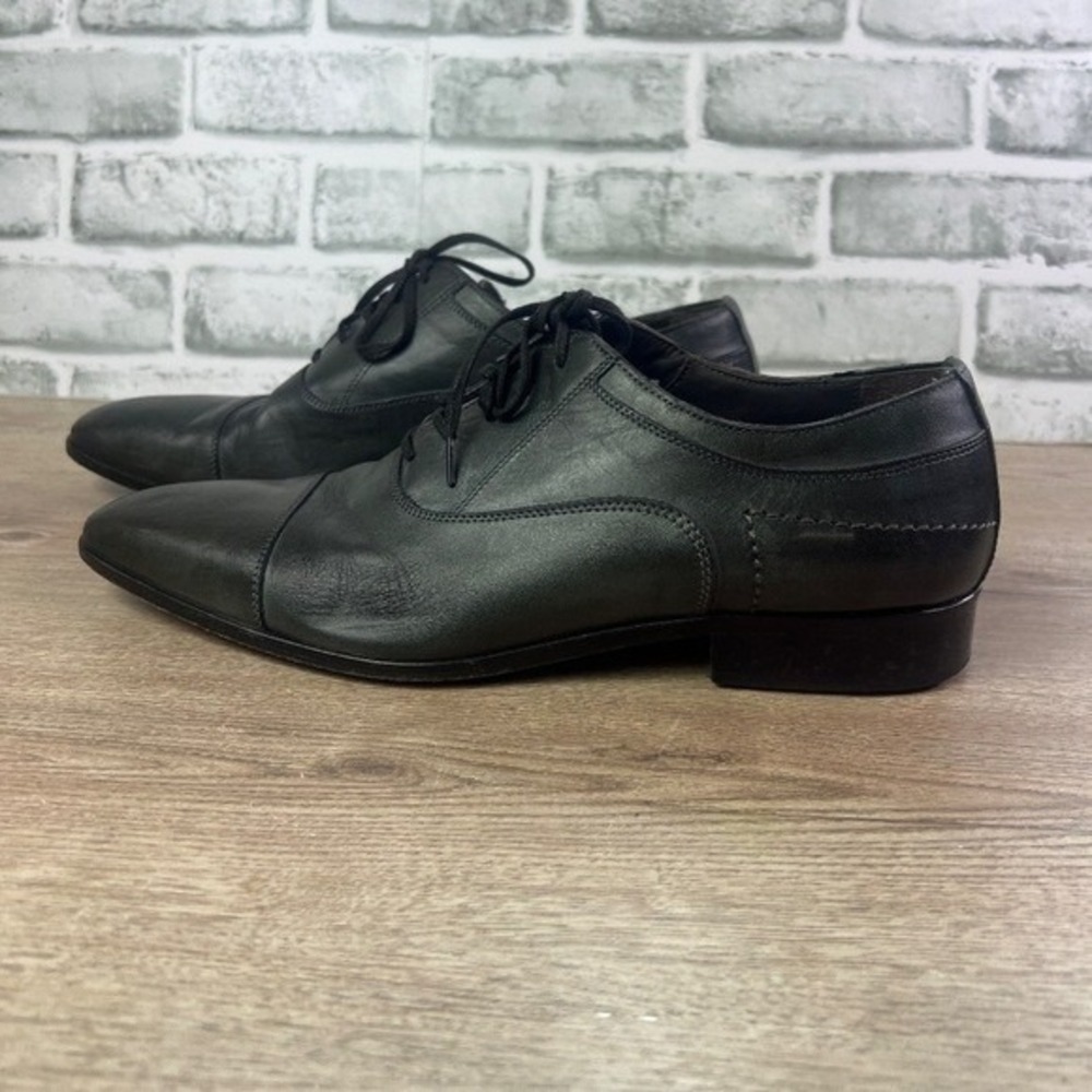 Wall + Water Black Leather Cap Toe Oxford Dress Shoes Size 10 Made in Italy
